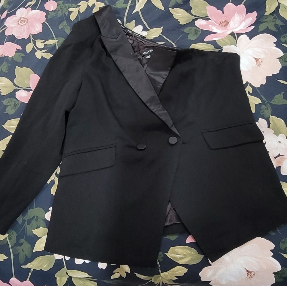 City Chic One-shoulder Tuxedo Blouse